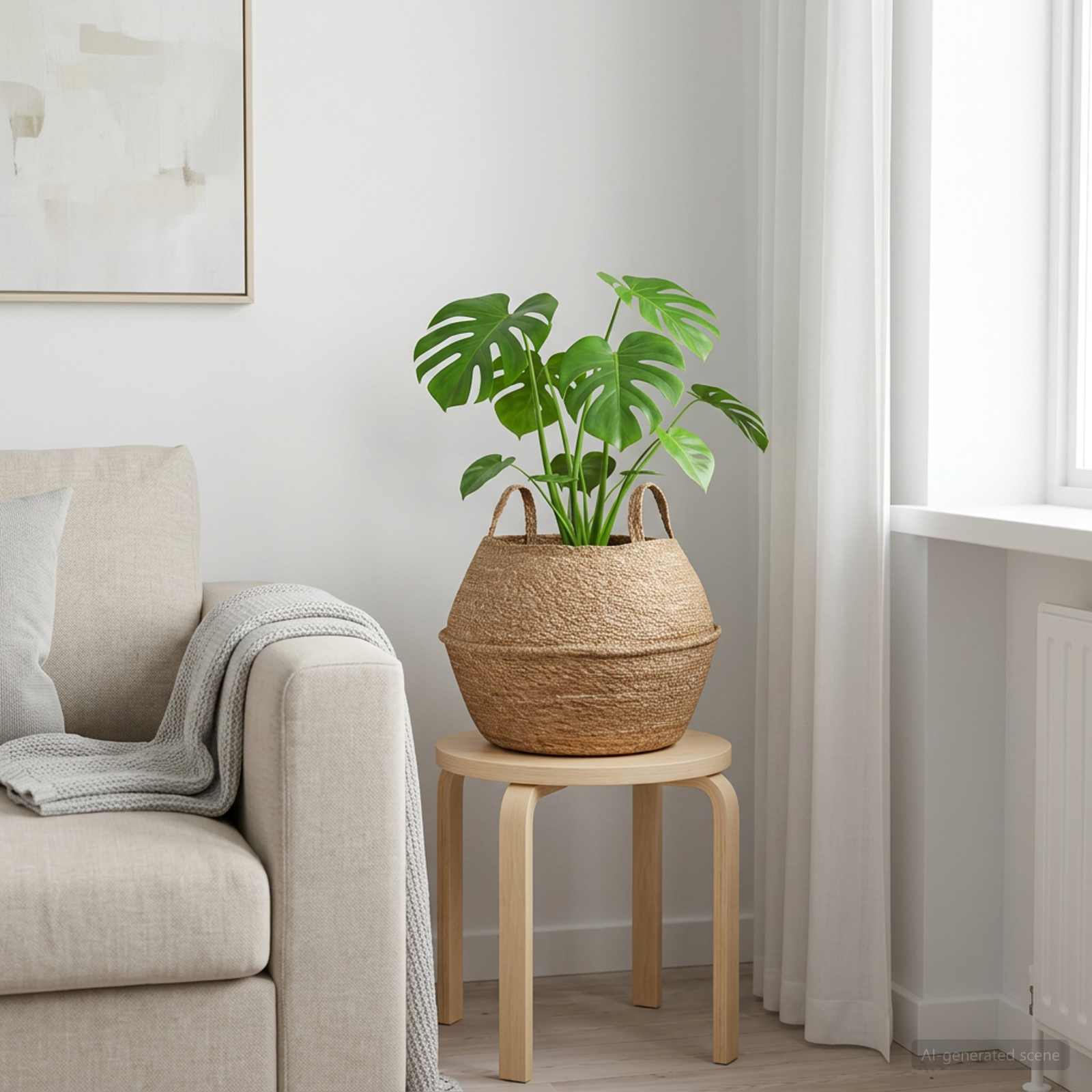vidaXL Plant Pot with Handles Natural Ø 45 x 36 cm 100% Seagrass 1