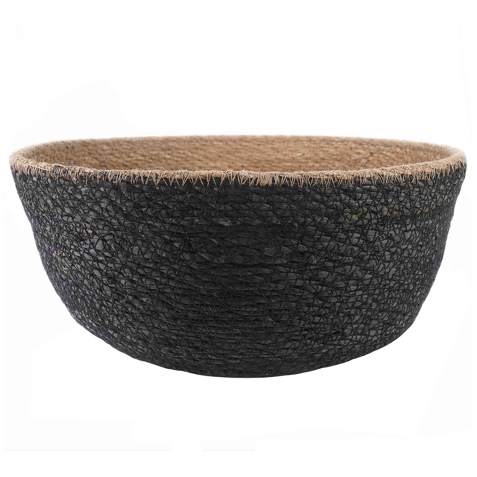 vidaXL Plant Pot with Handles 2 pcs Black Ø 45 x 36 cm 100% Seagrass 3