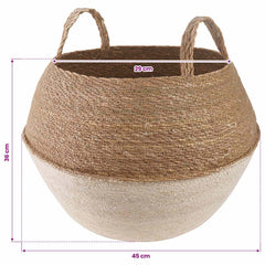 vidaXL Plant Pot with Handles White Ø 45 x 36 cm 100% Seagrass 6