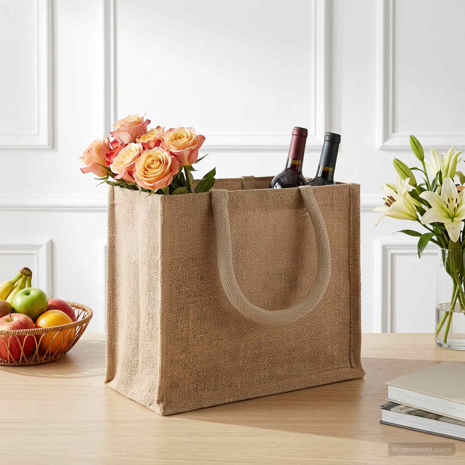 vidaXL Jute Handbags 10 Natural 26 x 22 x 14 cm 100% Tossa Jute 1