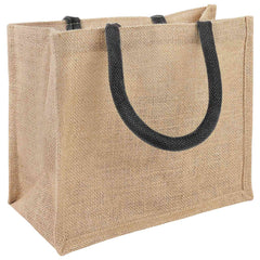 vidaXL Jute Handbags 10 Natural and Black 26 x 22 x 14 cm 3
