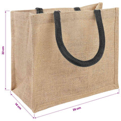 vidaXL Jute Handbags 10 Natural and Black 26 x 22 x 14 cm 5