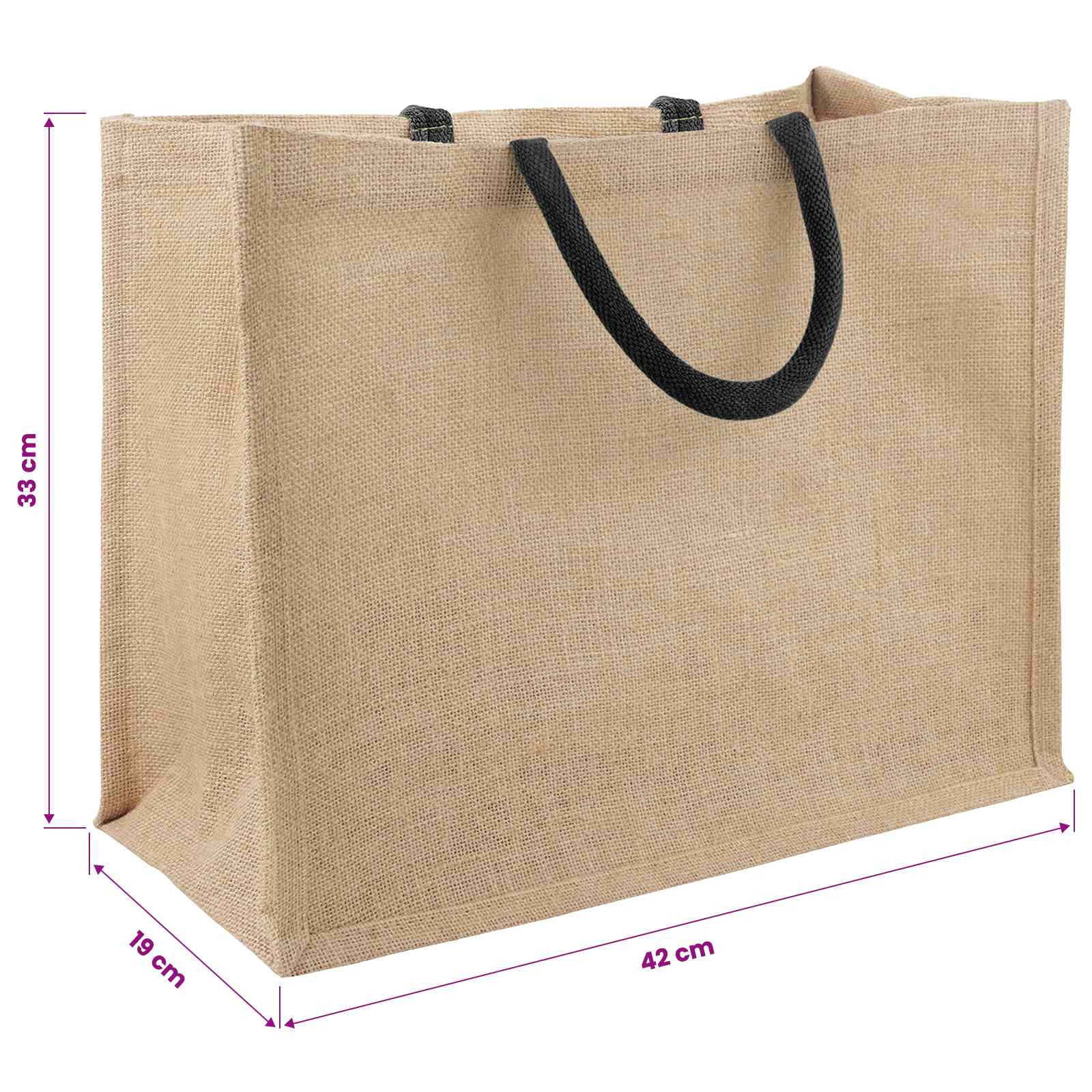 vidaXL Jute Handbags 5 Natural and Black 42 x 33 x 19 cm 5