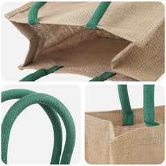 vidaXL Jute Handbags 10 Natural and Green 26 x 22 x 14 cm 4