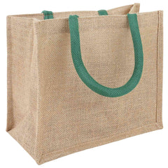 vidaXL Jute Handbags 10 Natural and Green 26 x 22 x 14 cm 3