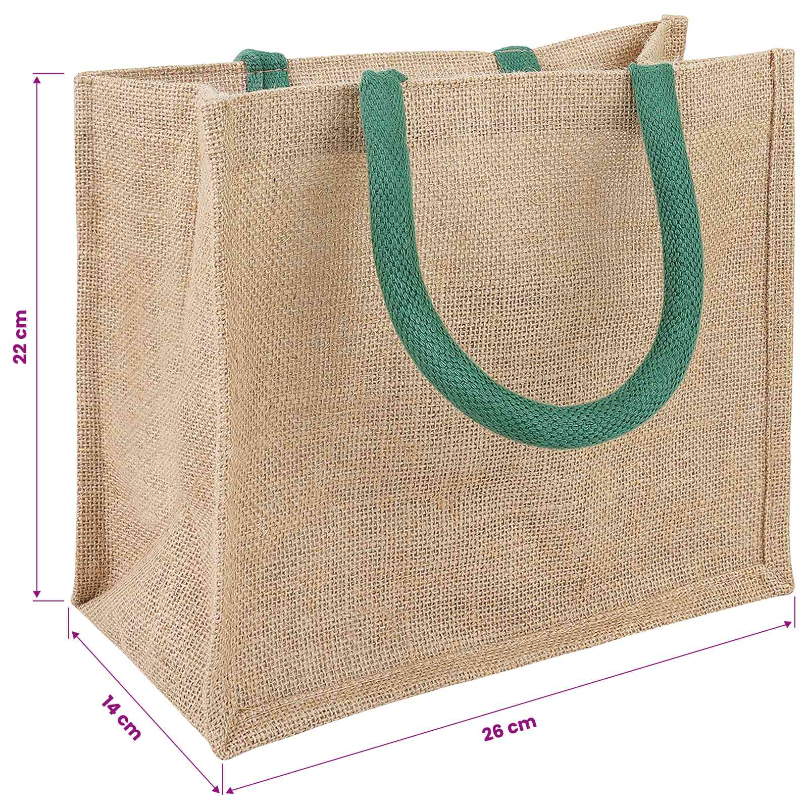 vidaXL Jute Handbags 10 Natural and Green 26 x 22 x 14 cm 5