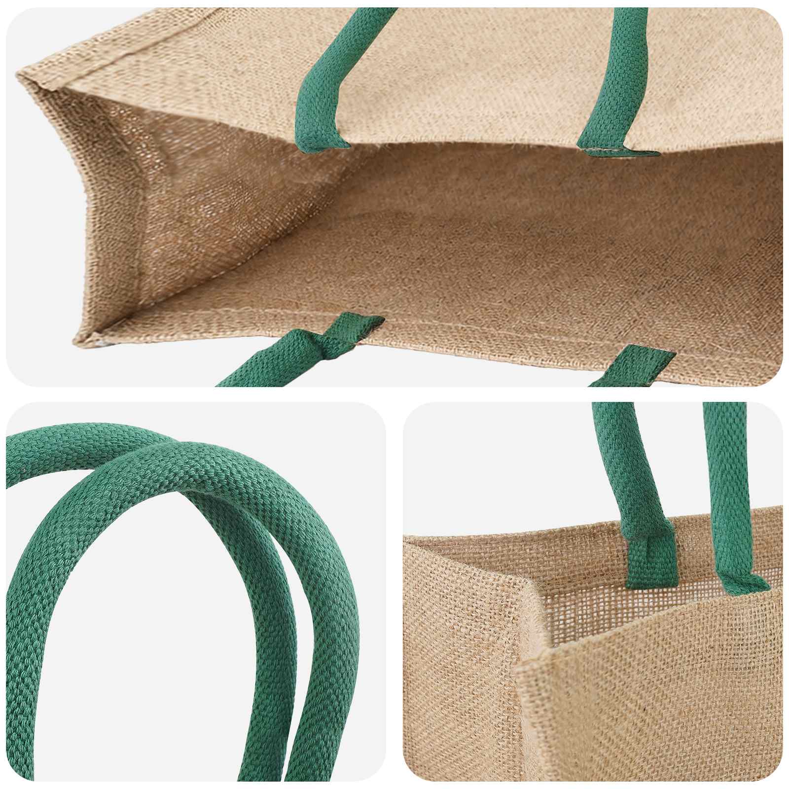 vidaXL Jute Handbags 5 Natural and Green 42 x 33 x 19 cm 4