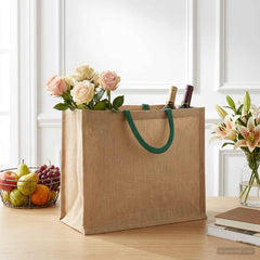 vidaXL Jute Handbags 5 Natural and Green 42 x 33 x 19 cm 1
