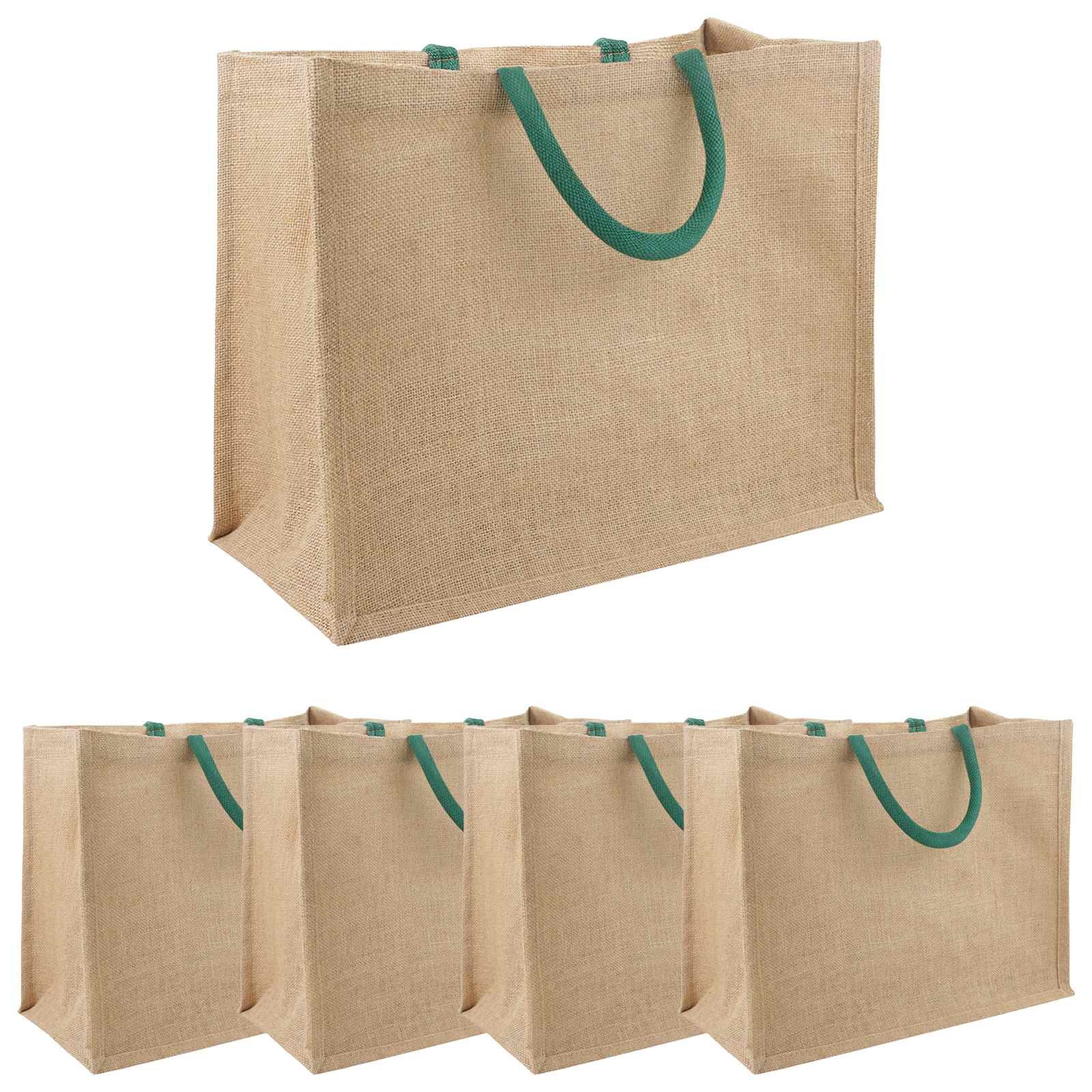vidaXL Jute Handbags 5 Natural and Green 42 x 33 x 19 cm 2