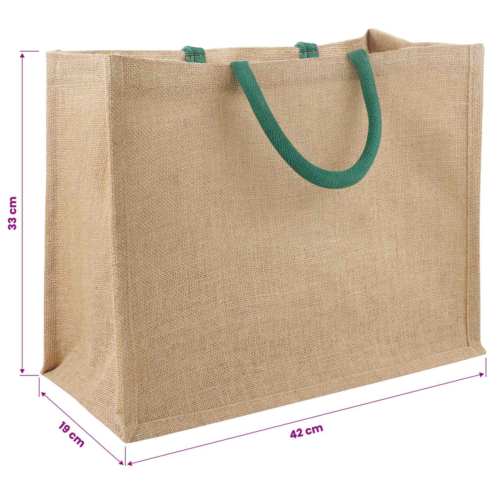 vidaXL Jute Handbags 10 Natural and Green 42 x 33 x 19 cm 5