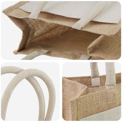 vidaXL Jute Handbags with Pocket 10 Natural and White 26 x 22 x 14 cm 4