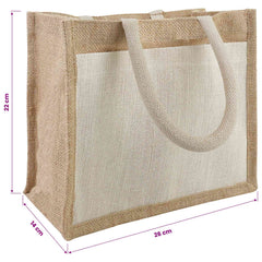 vidaXL Jute Handbags with Pocket 10 Natural and White 26 x 22 x 14 cm 5