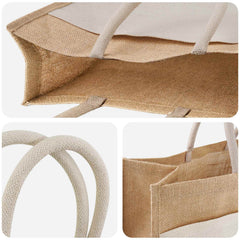 vidaXL Jute Handbags with Pocket 10 Natural and White 42 x 33 x 19 cm 4