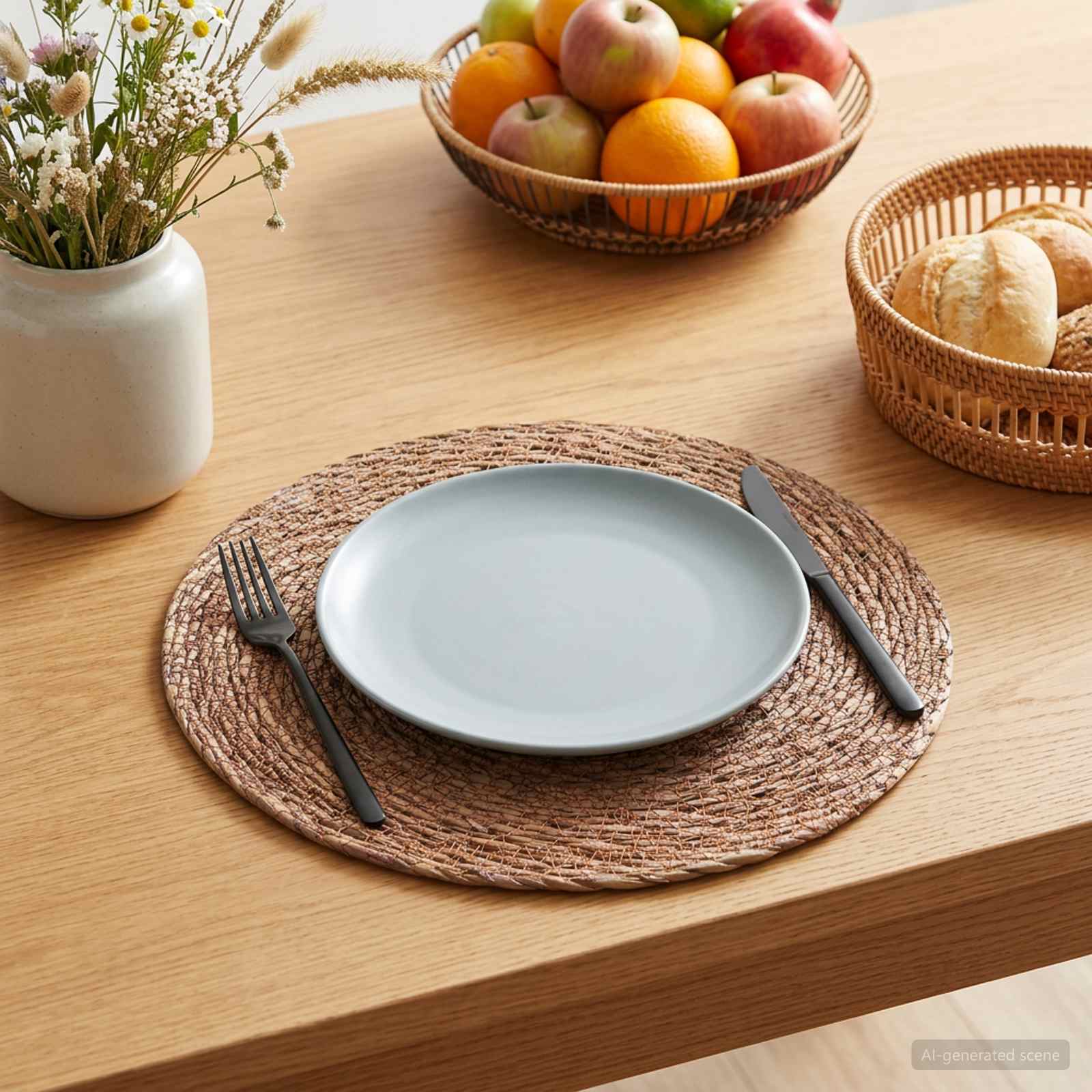 vidaXL Seagrass Placemets 12 pcs Brown 100% Seagrass 1
