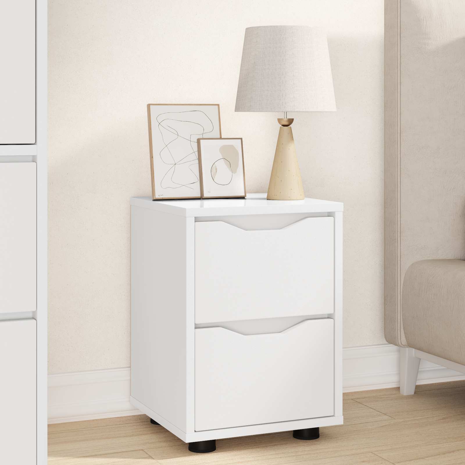 vidaXL Bedside Table White 30.5 x 30 x 43 cm Engineered Wood 1