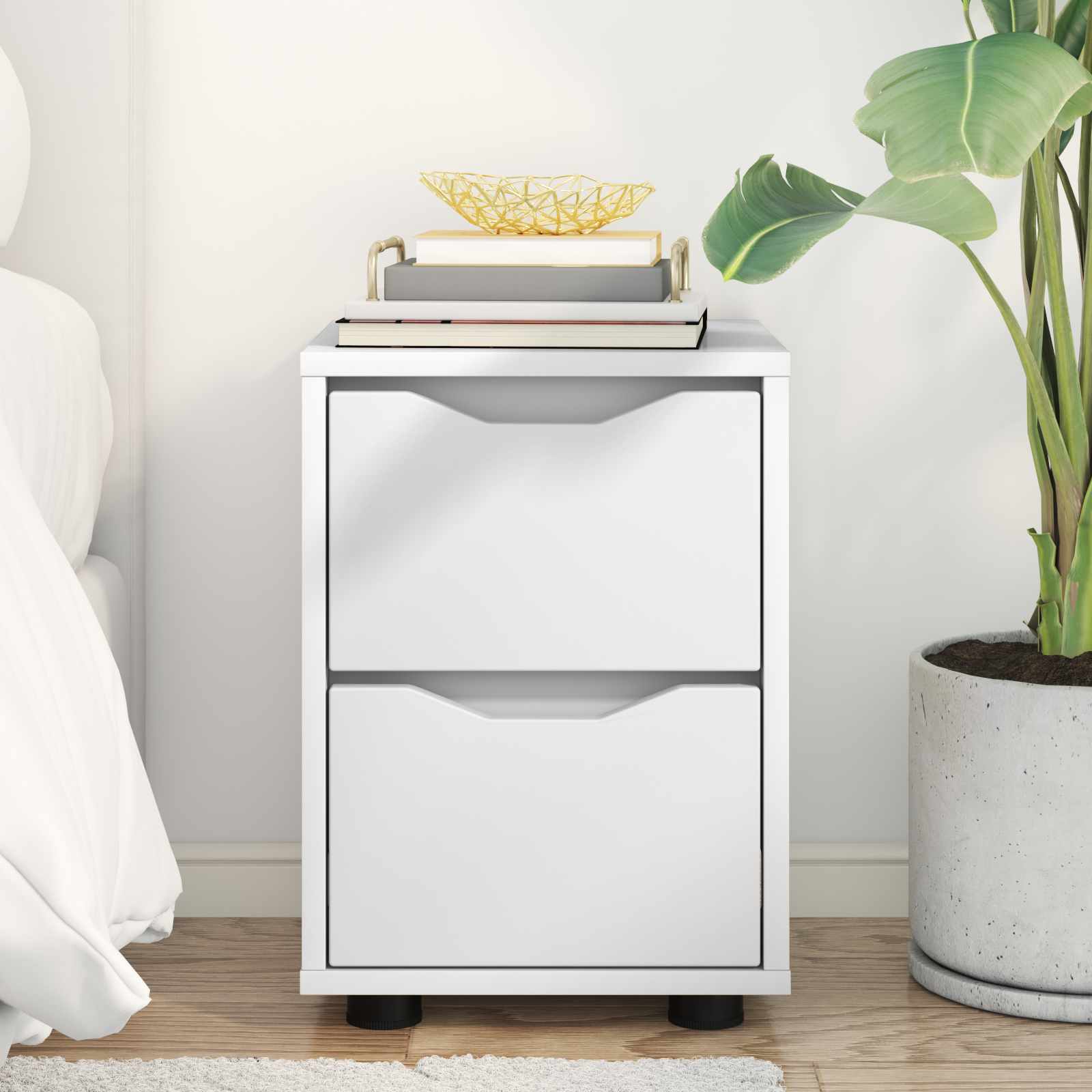 vidaXL Bedside Table White 30.5 x 30 x 43 cm Engineered Wood 4