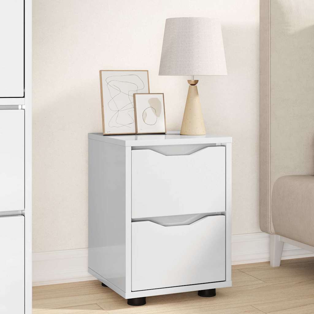 vidaXL Bedside Tables 2 pcs High Gloss White 30.5 x 30 x 43 cm 4