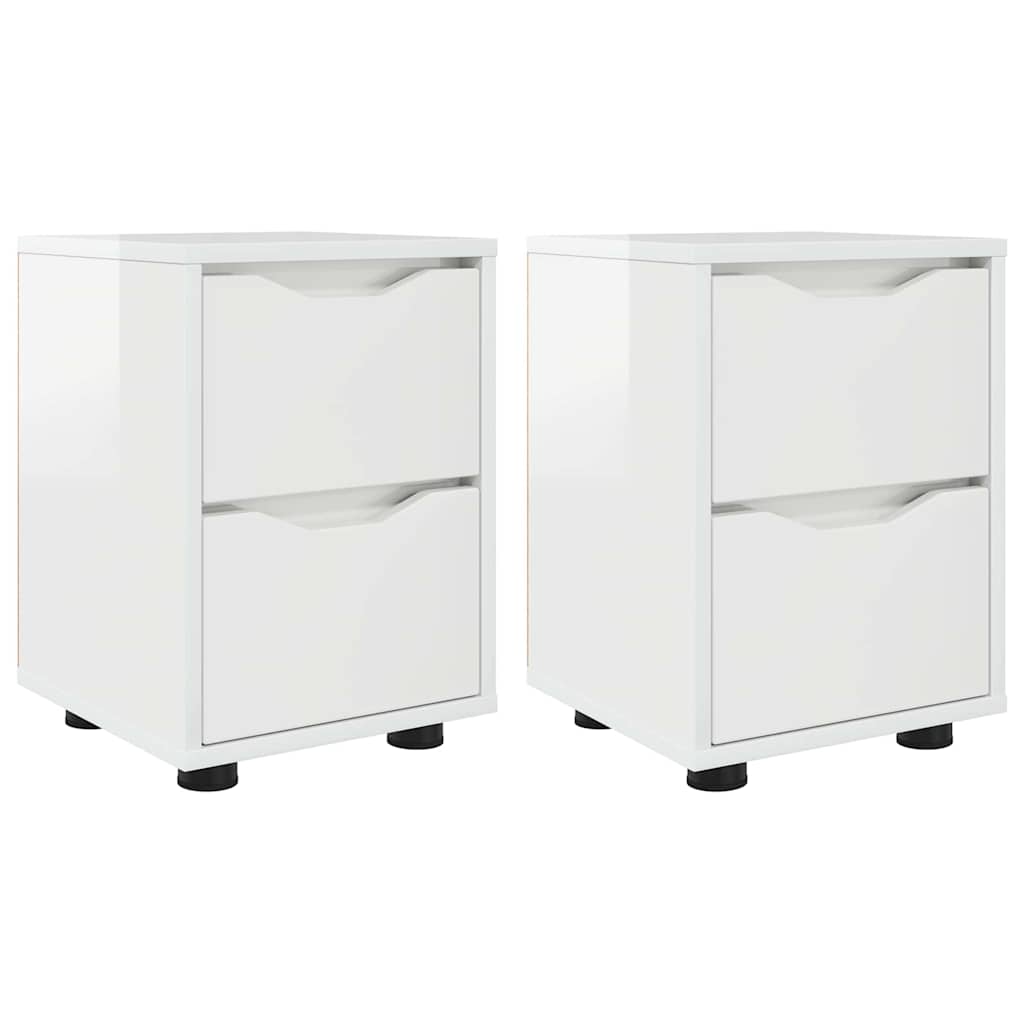 vidaXL Bedside Tables 2 pcs High Gloss White 30.5 x 30 x 43 cm 2