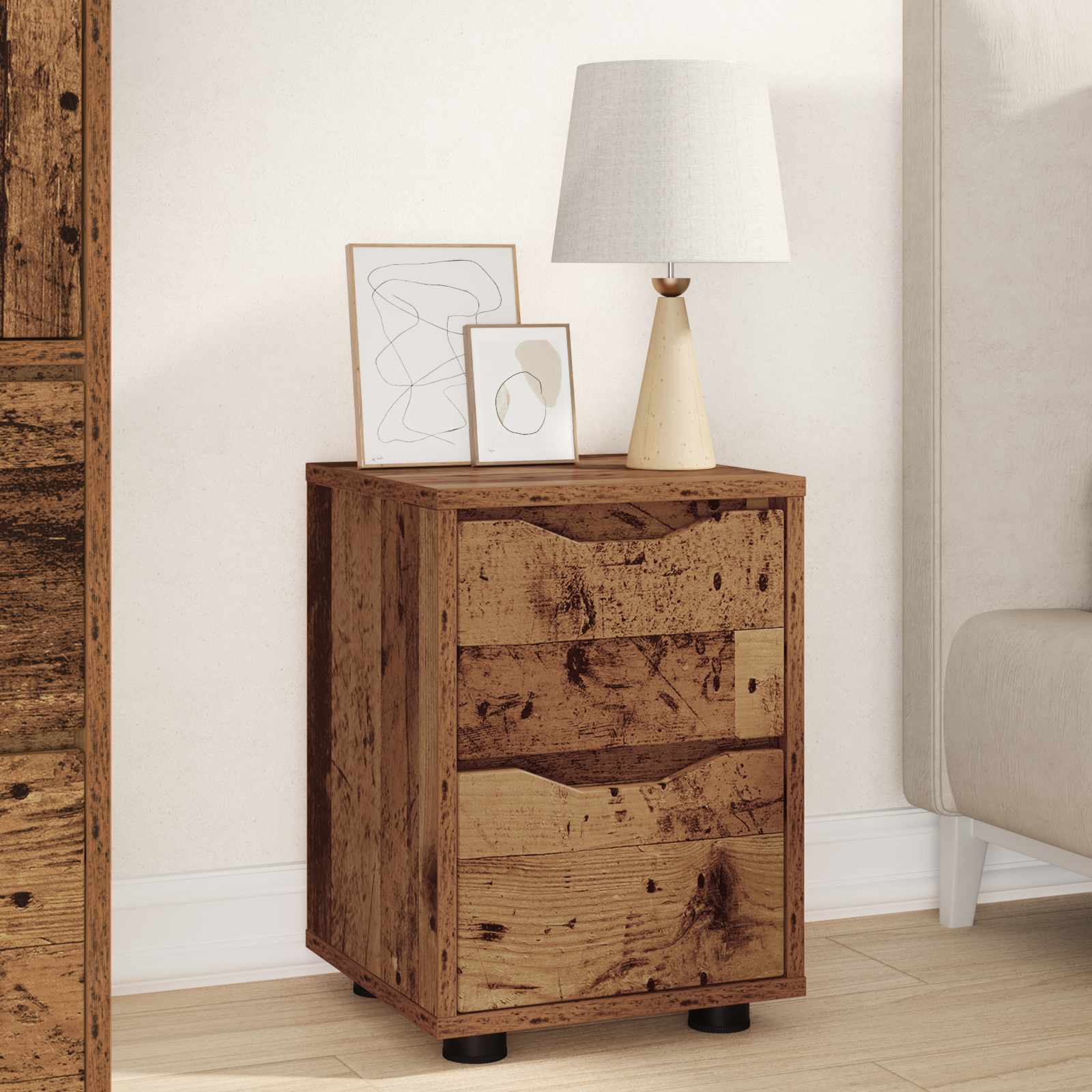 vidaXL Bedside Table Old Wood 30.5 x 30 x 43 cm Engineered Wood 1