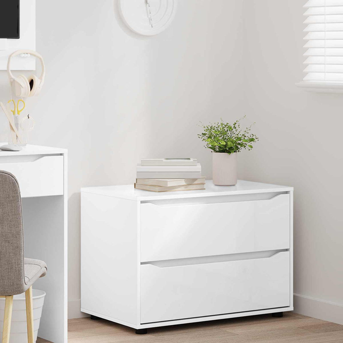 Storage Cabinet Engineered Wood White, image 5
