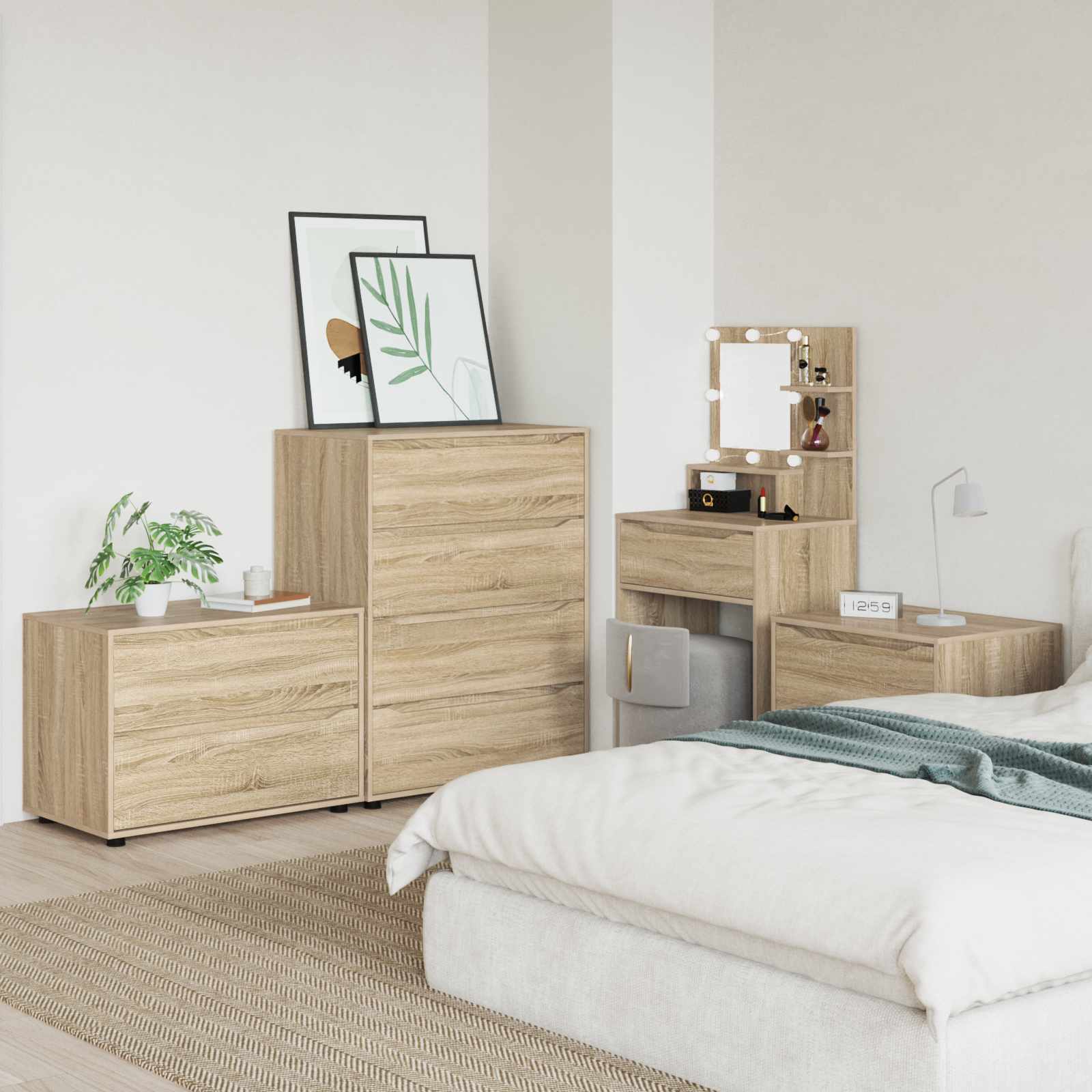 vidaXL Storage Cabinet 80 x 48 x 57 cm Engineered Wood Sonoma Oak 4
