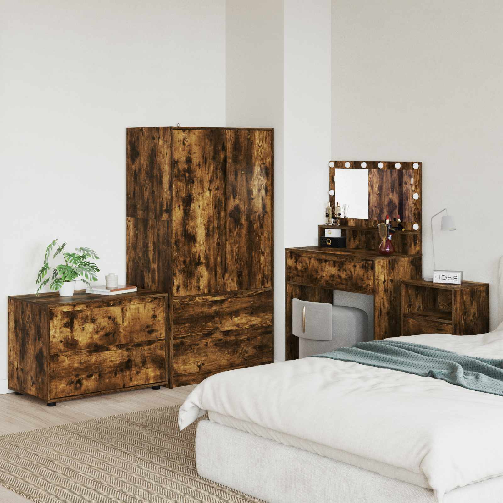 vidaXL Storage Cabinet 80 x 48 x 57 cm Engineered Wood Smoked Oak 1
