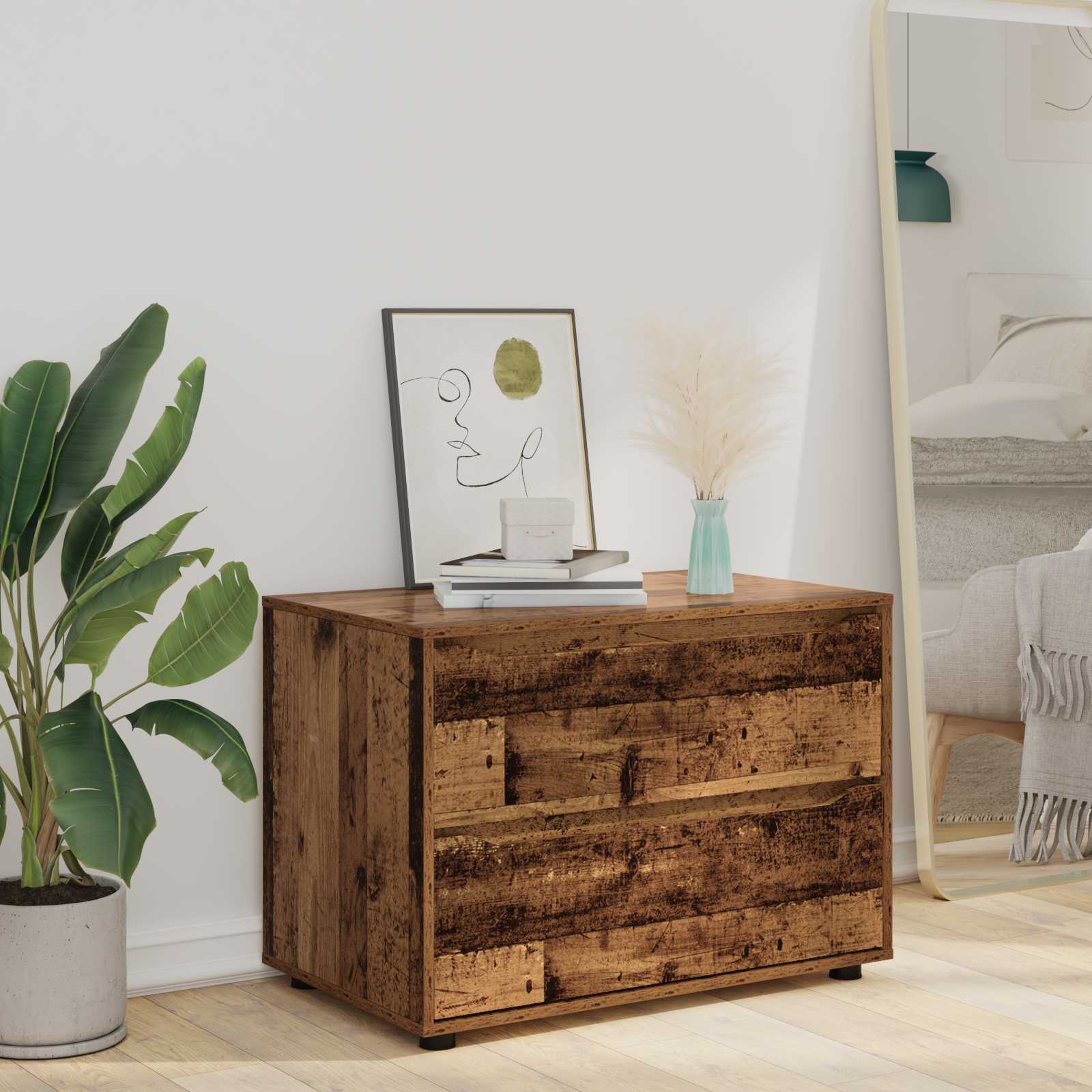 vidaXL Storage Cabinet 80 x 48 x 57 cm Engineered Wood Old Wood 6