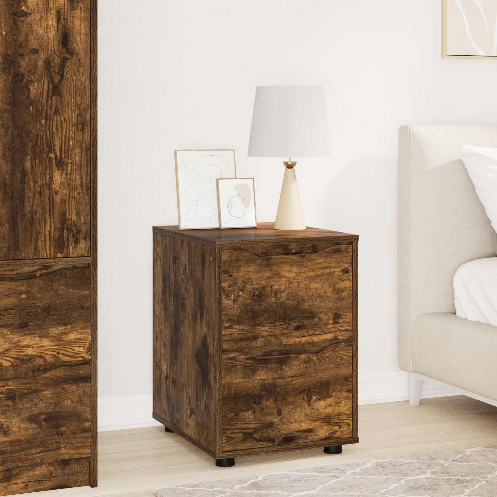 vidaXL Storage Cabinet 40 x 48 x 57 cm Engineered Wood Smoked Oak 1