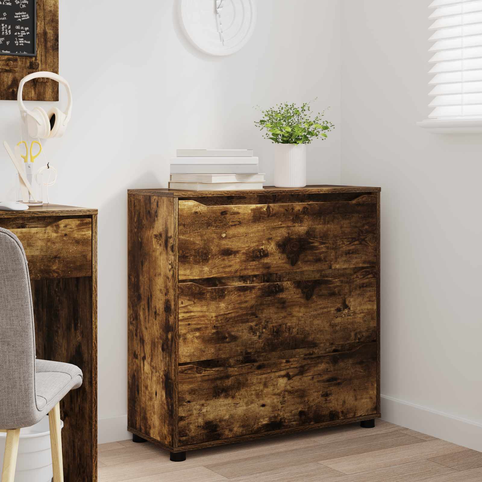 vidaXL Storage Cabinet 80 x 31 x 81 cm Engineered Wood Smoked Oak 5