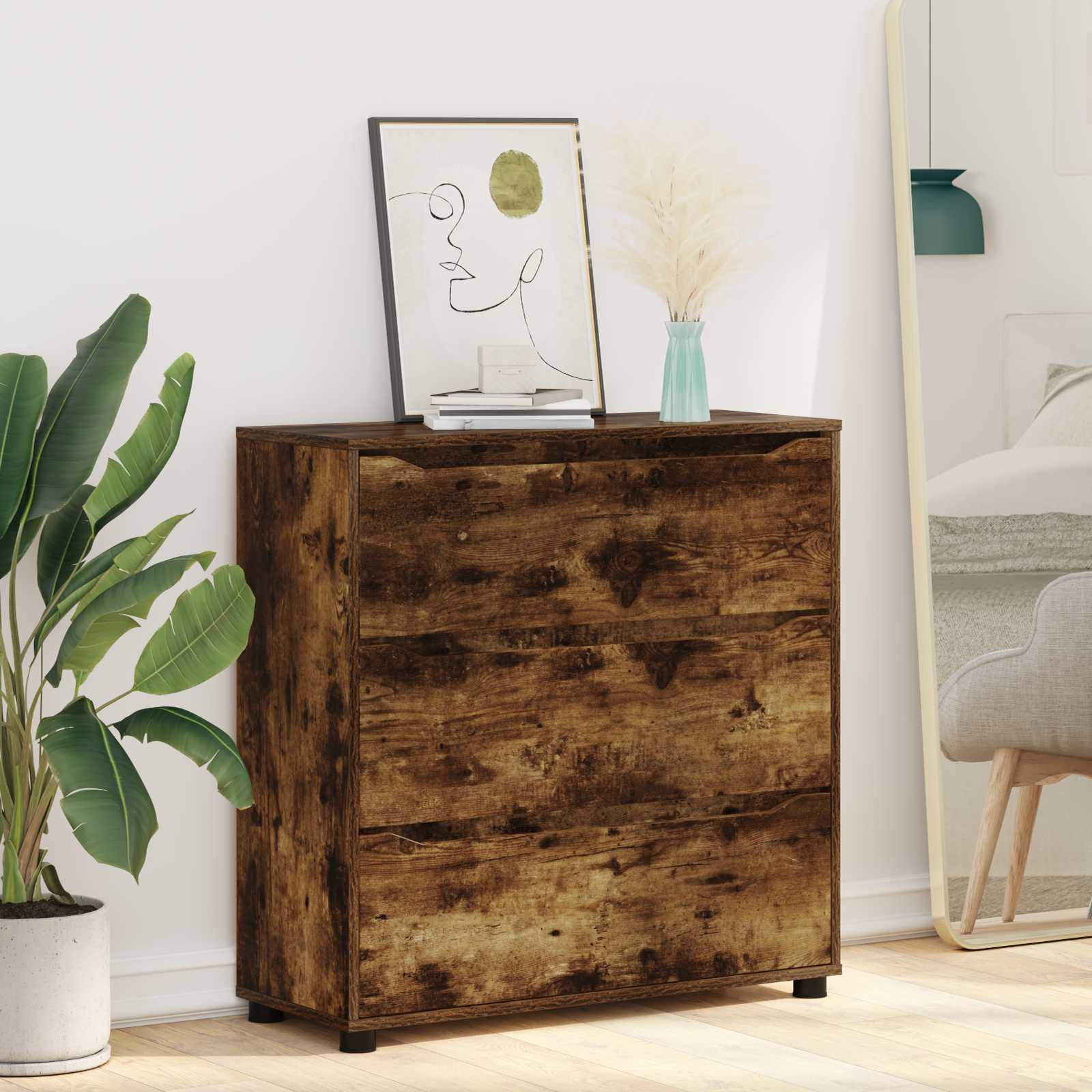 vidaXL Storage Cabinet 80 x 31 x 81 cm Engineered Wood Smoked Oak 6