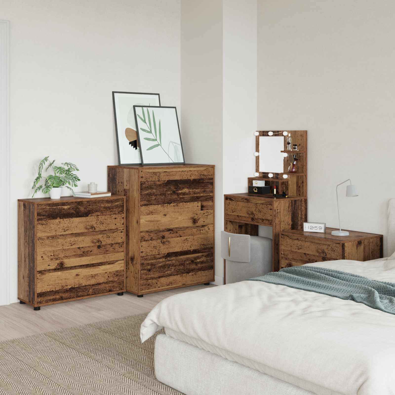vidaXL Storage Cabinet 80 x 31 x 81 cm Engineered Wood Old Wood 4