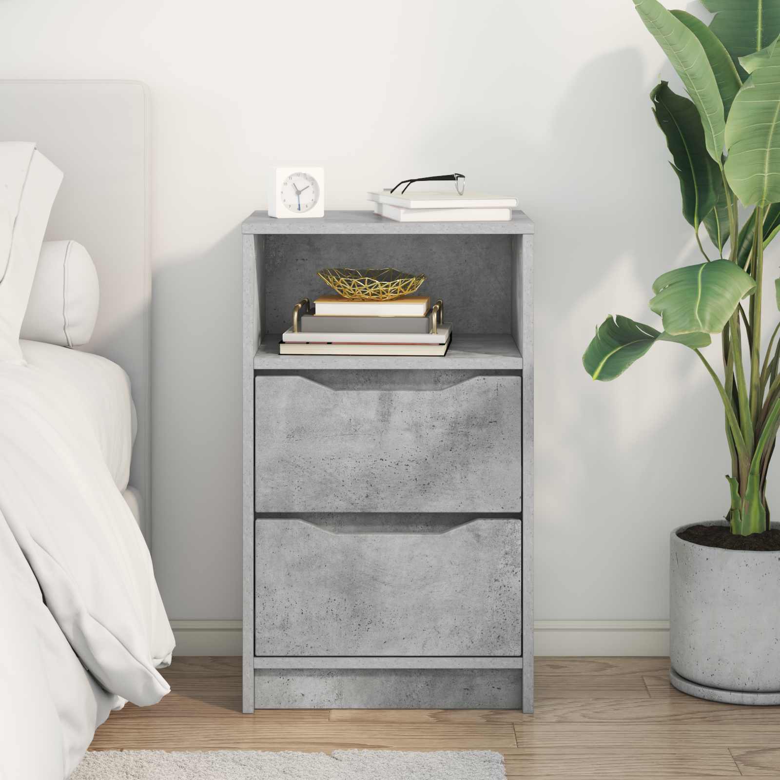 vidaXL Bedside Table Concrete Grey 40 x 30 x 467 cm Engineered Wood 4
