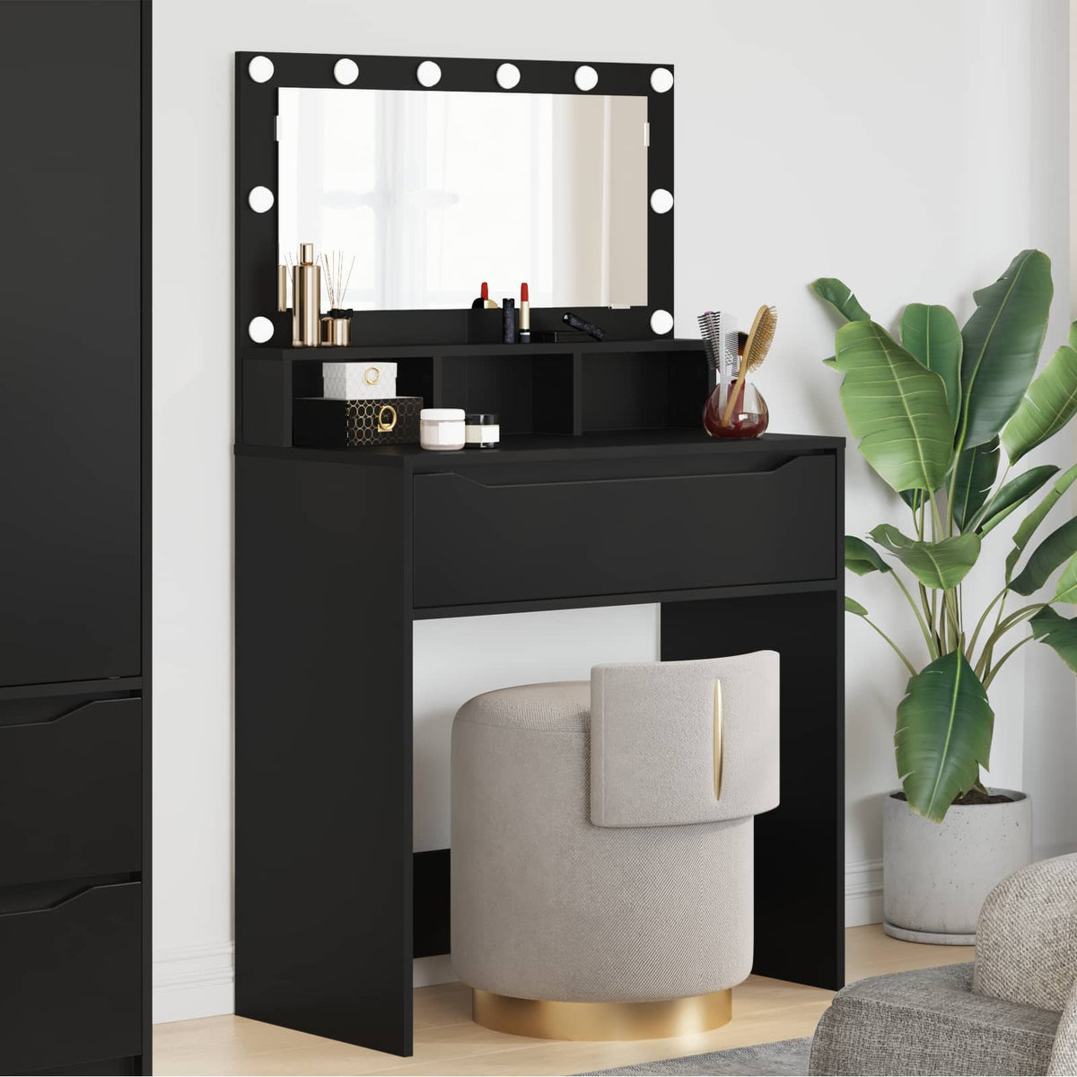 vidaXL Bedroom Dressing Tables Black 80 x 39.6 x 135 cm 1