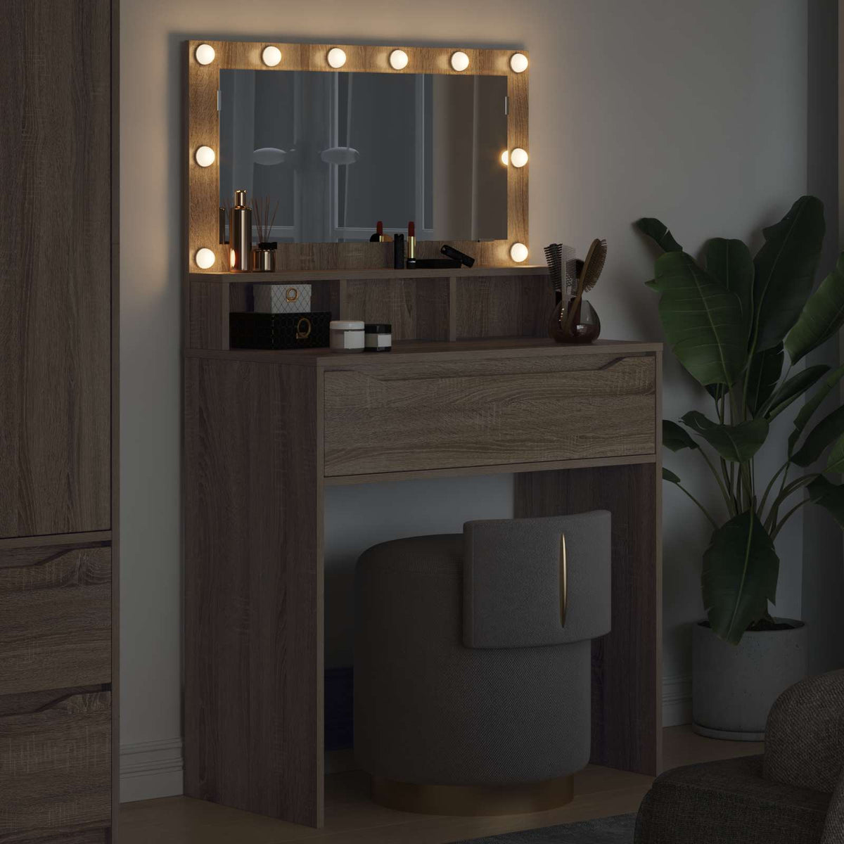 vidaXL Bedroom Dressing Tables Sonoma Oak 80 x 39.6 x 135 cm 4