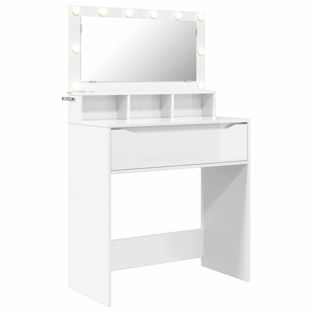 vidaXL Bedroom Dressing Tables High Gloss White 80 x 39.6 x 135 cm 2