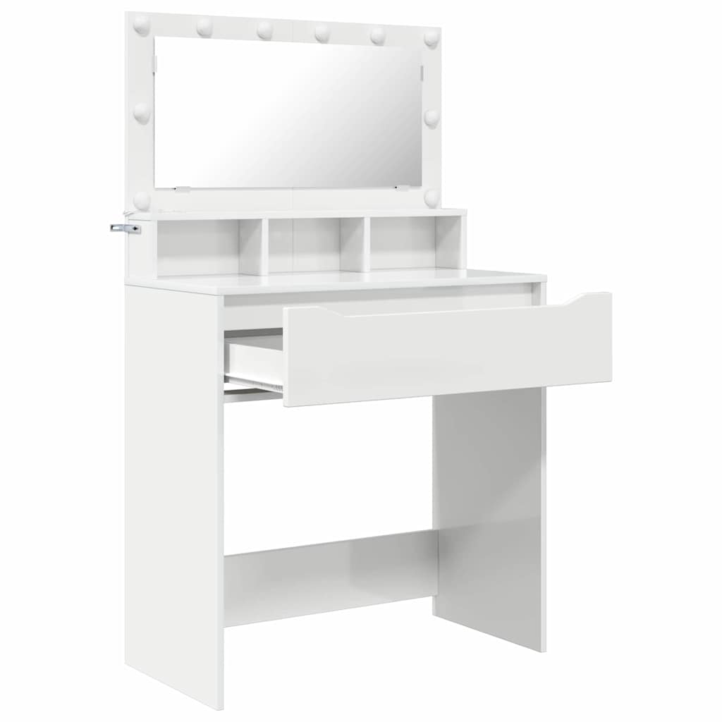 vidaXL Bedroom Dressing Tables High Gloss White 80 x 39.6 x 135 cm 5