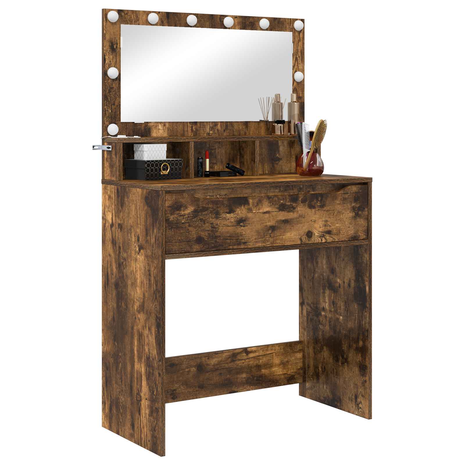 vidaXL Bedroom Dressing Tables Smoked Oak 80 x 39.6 x 135 cm 3