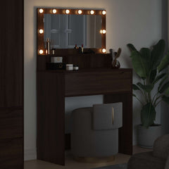 vidaXL Bedroom Dressing Tables Brown Oak 80 x 39.6 x 135 cm 4