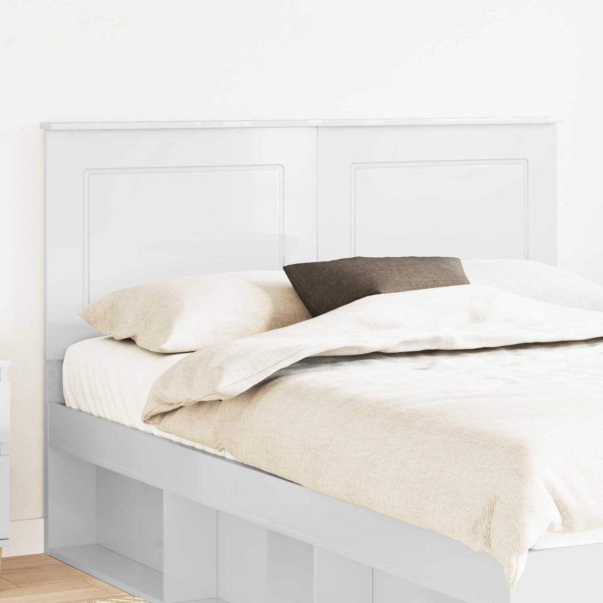 vidaXL Headboard Gloss White 100 cm Engineered Wood High Gloss White