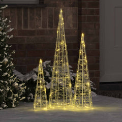 vidaXL Christmas Tree 3 pcs 90 LEDs Warm white 20 x 20 x 80 cm Acrylic 1