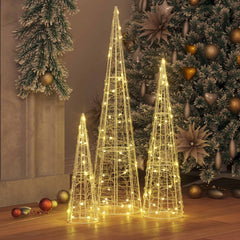 vidaXL Christmas Tree 3 pcs 90 LEDs Warm white 20 x 20 x 80 cm Acrylic 3