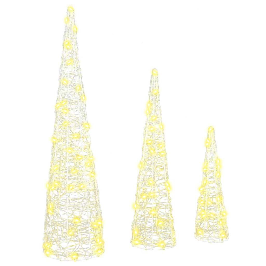 vidaXL Christmas Tree 3 pcs 90 LEDs Warm white 20 x 20 x 80 cm Acrylic 2