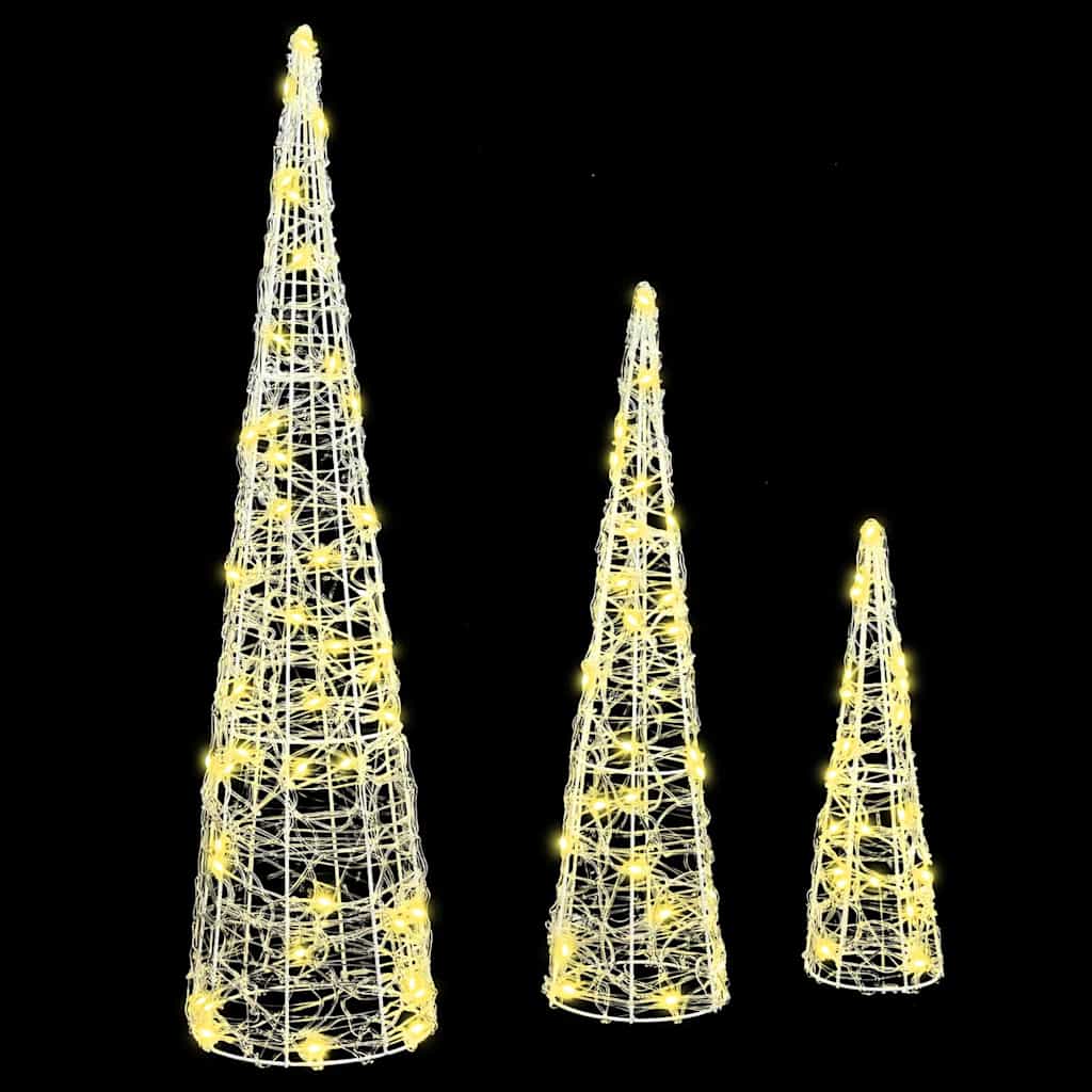 vidaXL Christmas Tree 3 pcs 90 LEDs Warm white 20 x 20 x 80 cm Acrylic 4