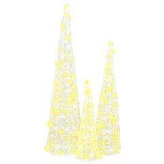 vidaXL Christmas Tree 3 pcs 90 LEDs Warm white 20 x 20 x 80 cm Acrylic 5