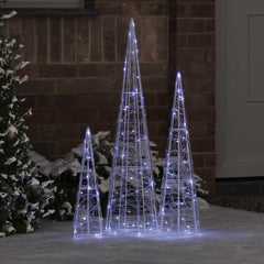 vidaXL Christmas Tree 3 pcs 90 LEDs Cold white 20 x 20 x 80 cm Acrylic 1