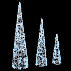 vidaXL Christmas Tree 3 pcs 90 LEDs Cold white 20 x 20 x 80 cm Acrylic 4