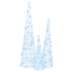 vidaXL Christmas Tree 3 pcs 90 LEDs Cold white 20 x 20 x 80 cm Acrylic 5