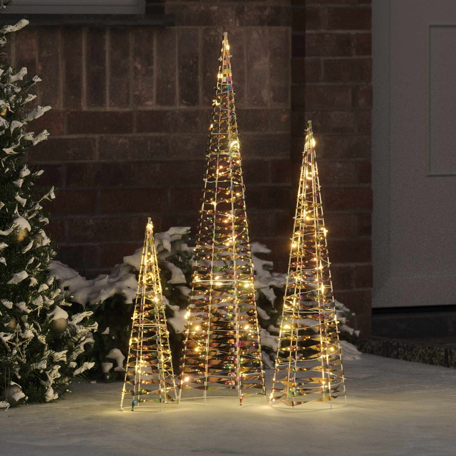 vidaXL Christmas Tree 3 pcs 90 LEDs Warm white 20 x 20 x 80 cm PET 1