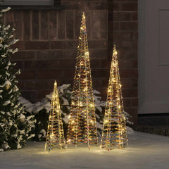 vidaXL Christmas Tree 3 pcs 90 LEDs Warm white 20 x 20 x 80 cm PET 1
