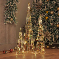 vidaXL Christmas Tree 3 pcs 90 LEDs Warm white 20 x 20 x 80 cm PET 3